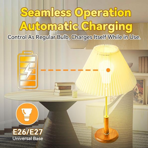 Emergency-Rechargeable-Light-Bulb, Stay Lights Up When Power Failure, 2600mAh