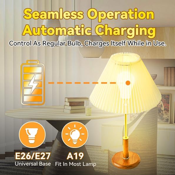 Neporal LITE PRO Rechargeable Light Bulbs, 2600mAh Large Battery Backup Light Bulbs