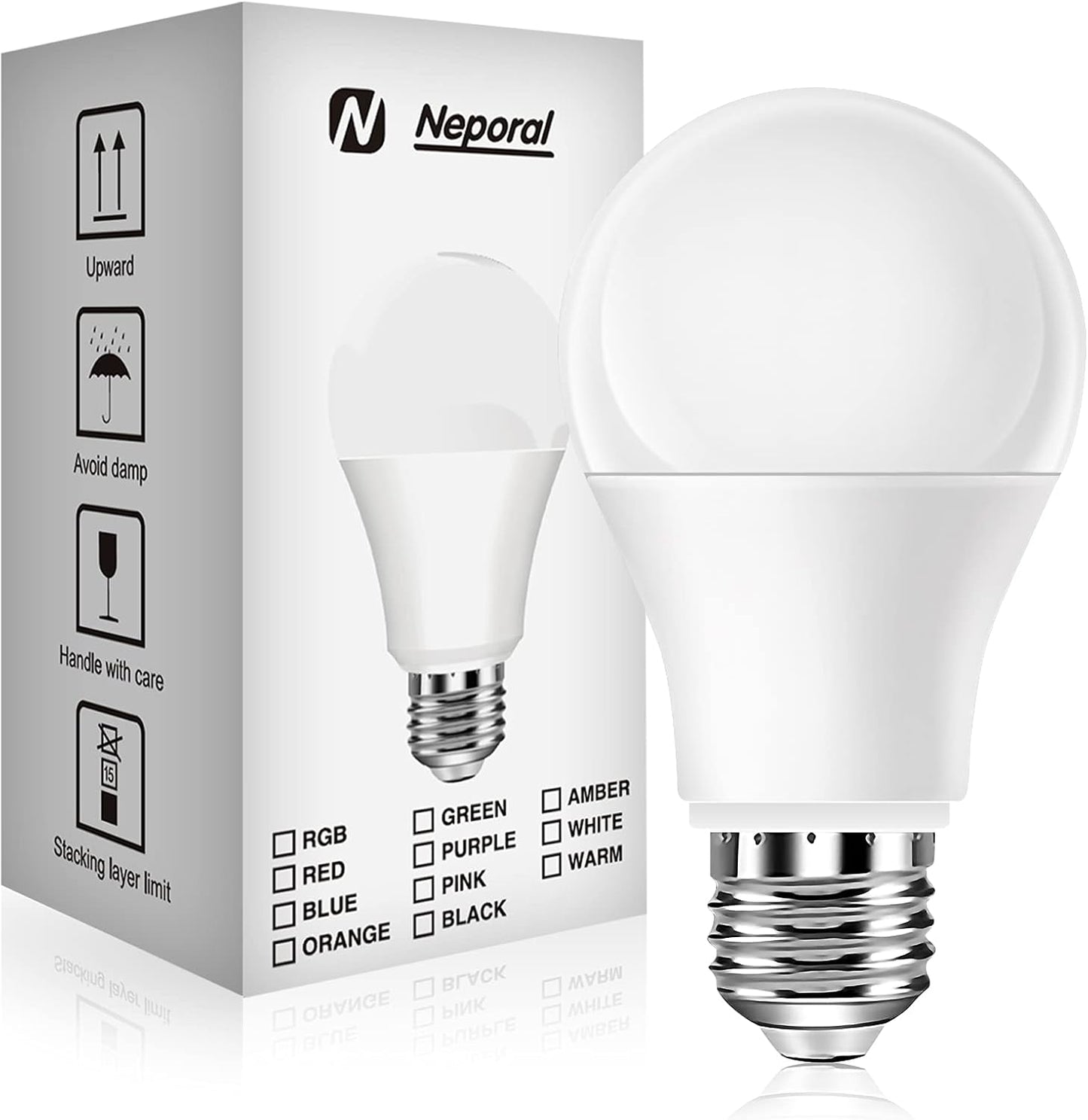 Full Spectrum Light Bulb, 6000K Natural Sunlight Bulbs, 9W 60W Equivalent LED Light Bulb, Natural Light Bulbs A19, E26/E27 LED Light Bulbs for Home, 6 Pack