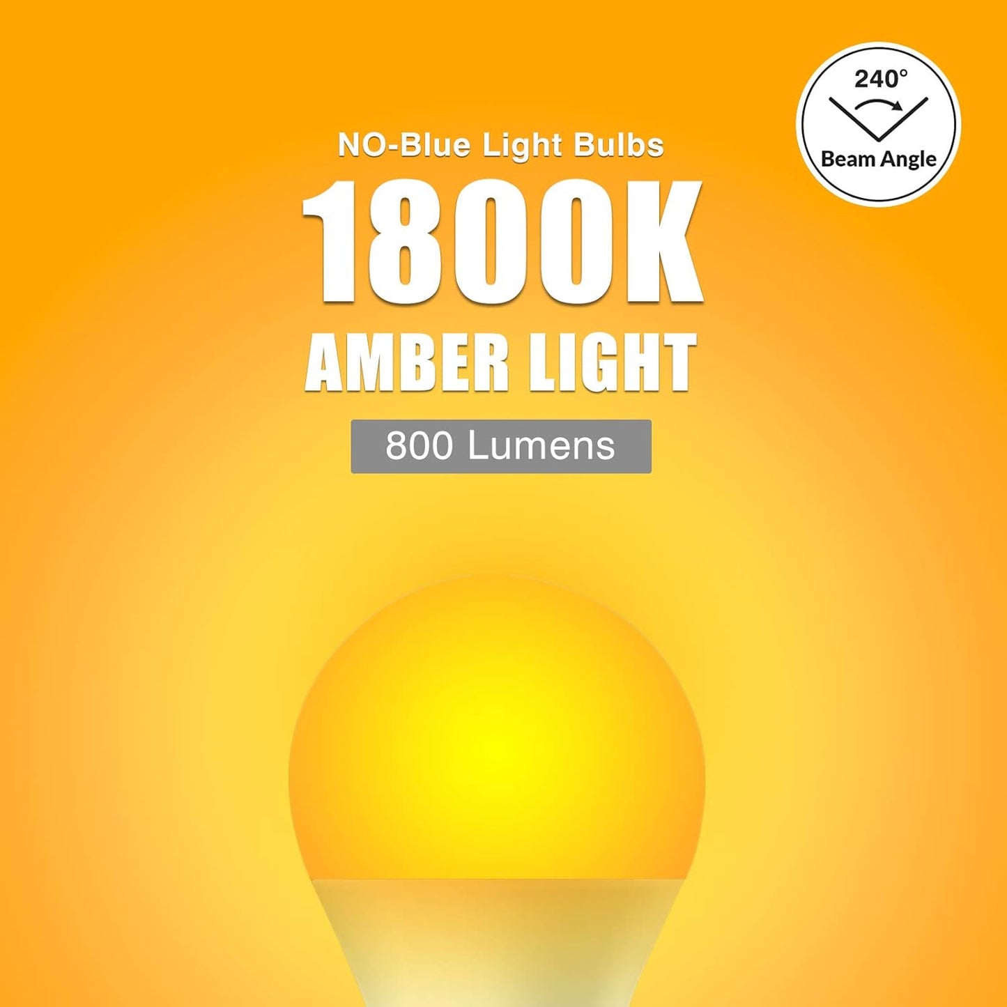 Neporal Amber Light Bulbs 9W, Soft Warm Sleep Light Bulbs 60W Equivalent, Blue Light Blocking Amber Night Light Bulbs 1800K, Bedtime Light Bulb for Healthy Sleep, 6 Pack
