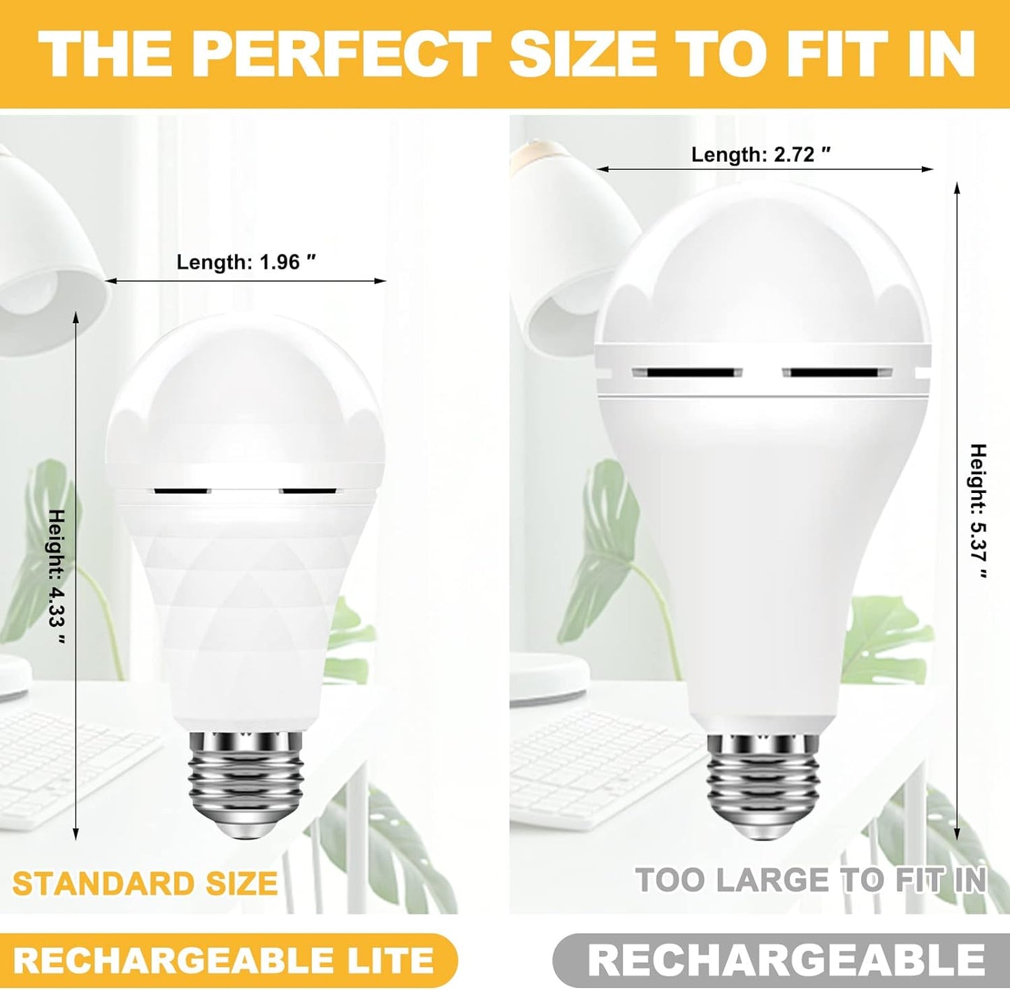 Neporal A19 Rechargeable Light Bulbs, Socket Rechargeable Emergency Light Bulb