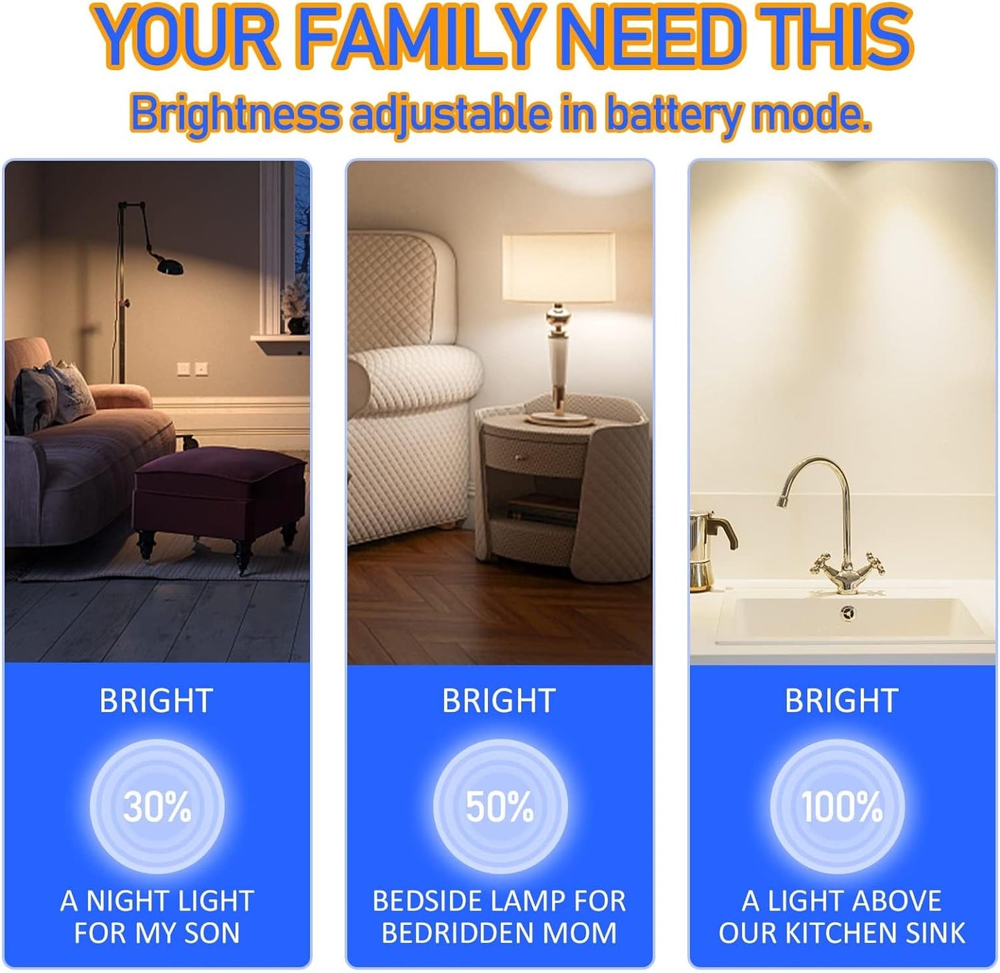 Neporal LITE Emergency Rechargeable Light Bulbs A19, Light Up to 48 hrs