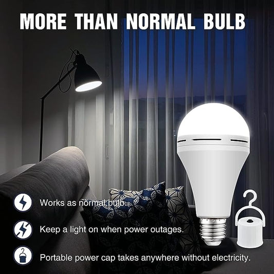 Neporal LITE Emergency Rechargeable Light Bulbs, Light Up to 12 hrs,5000K Daylight 15W E26 LED Bulb, Emergency Light Bulb for Home Power Failure