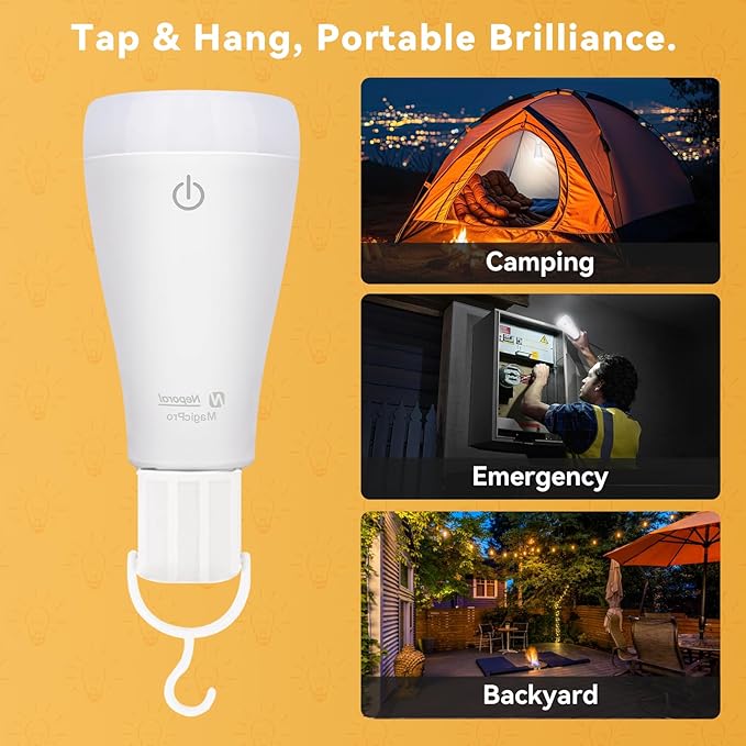 Neporal MagicPro Rechargeable Light Bulbs with Remote, USB + Socket Rechargeable, 15W, 4 Pcs