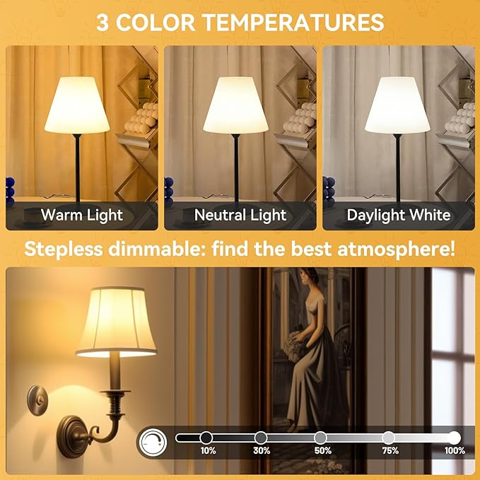 Neporal MagicPro Rechargeable Light Bulbs with Remote, USB + Socket Rechargeable, 15W, 4 Pcs