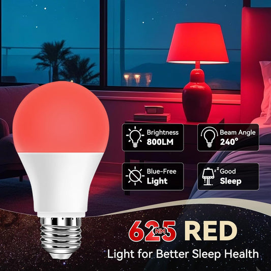 Neporal 625nm Red Light Bulbs for Sleep, 100% Blue Light Blocking Light Bulbs for Melatonin Promoting