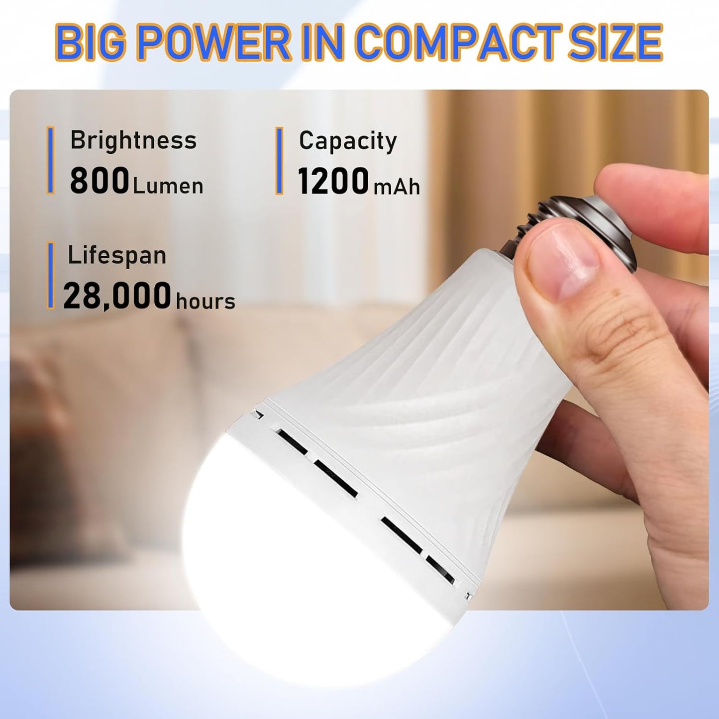 Neporal LITE Emergency Rechargeable Light Bulbs A19, Light Up to 48 hrs