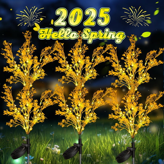 Neporal Solar Flowers Outdoor Waterproof 6PK, 7-Stems Golden Solar Lights Outdoor Decorative, Bigger Solar Panel for Outdoor Garden, Yard, Patio,Flower Pots Outdoor Decoration