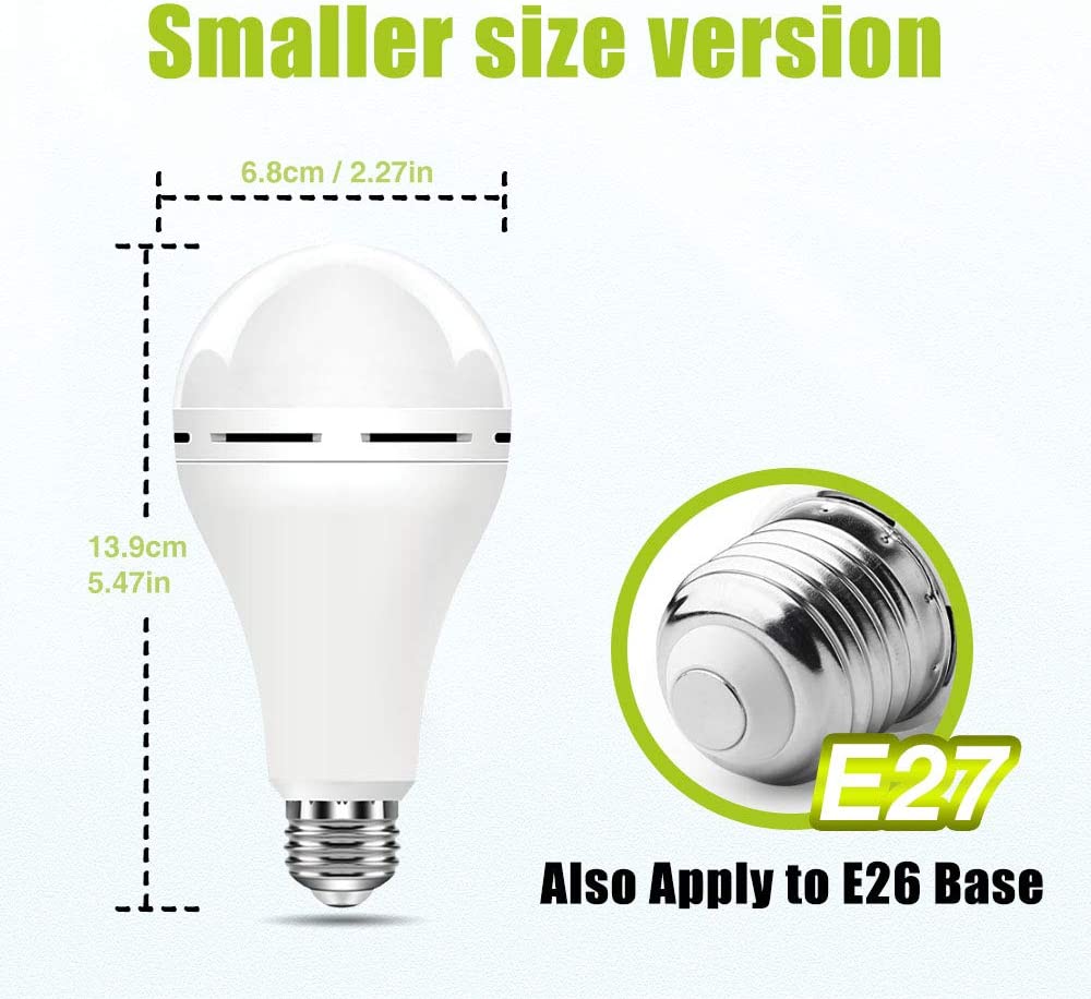 Neporal 6 Pack 3000K 6PK Emergency Rechargeable Light Bulb, 1200mAh15W 80W Equivalent