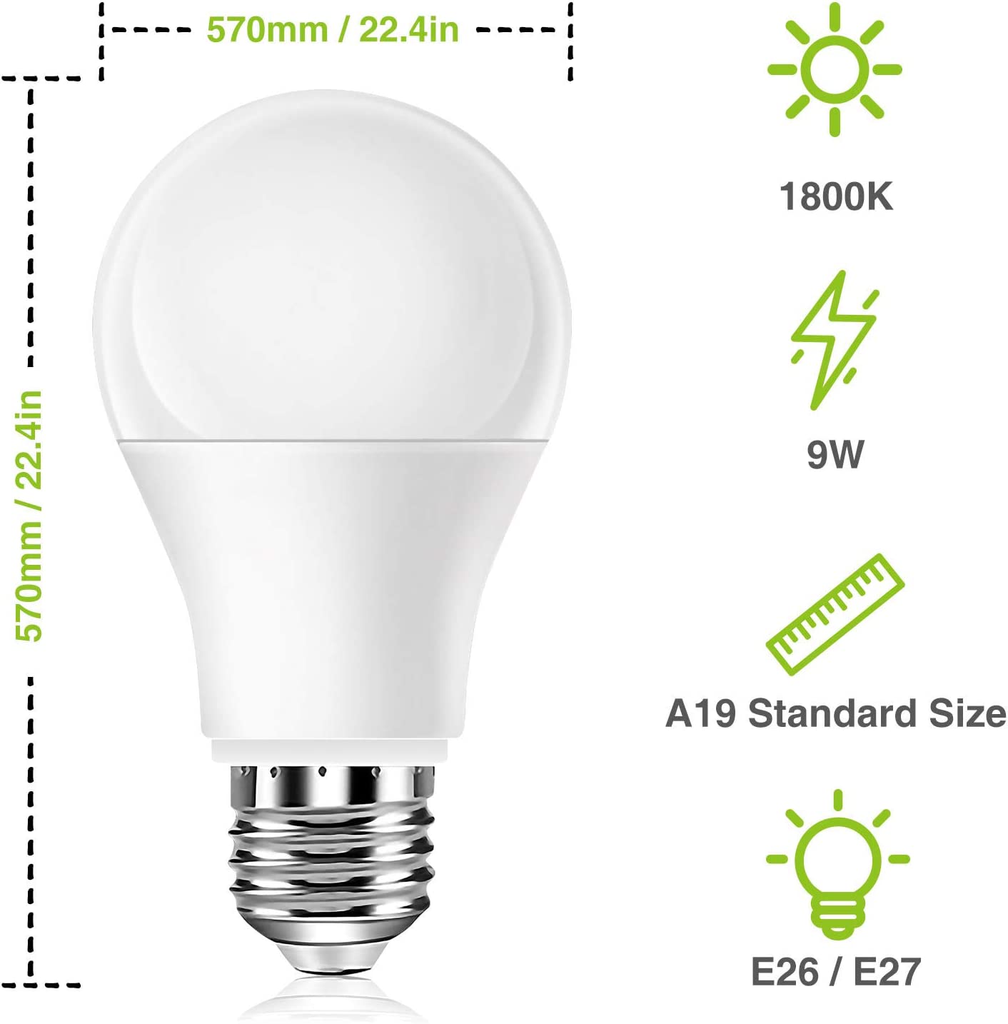 Neporal 9W Night Light Bulbs, Blue Light Blocking Sleep Light Bulbs 1800K, Gentle On Eyes for Sleep and Reading, Soft Warm Light, A19 60W Equivalent, Amber Light Bulbs, 1 Pack