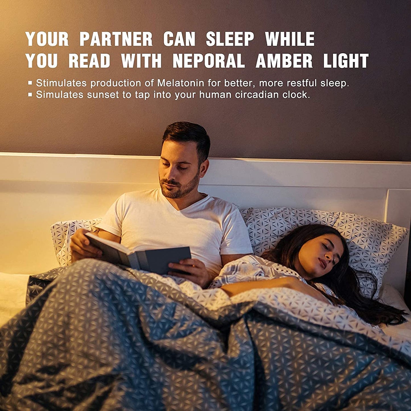 Neporal Amber Light Bulbs, 9W 60W Equivalent A19 Soft Light Bulbs, 3 Pack Blue Light Blocking Warm Light Bulbs, 1800K Amber Night Light Bulbs, Dim Light Bulbs for Healthy Sleep and Baby Nursery Light