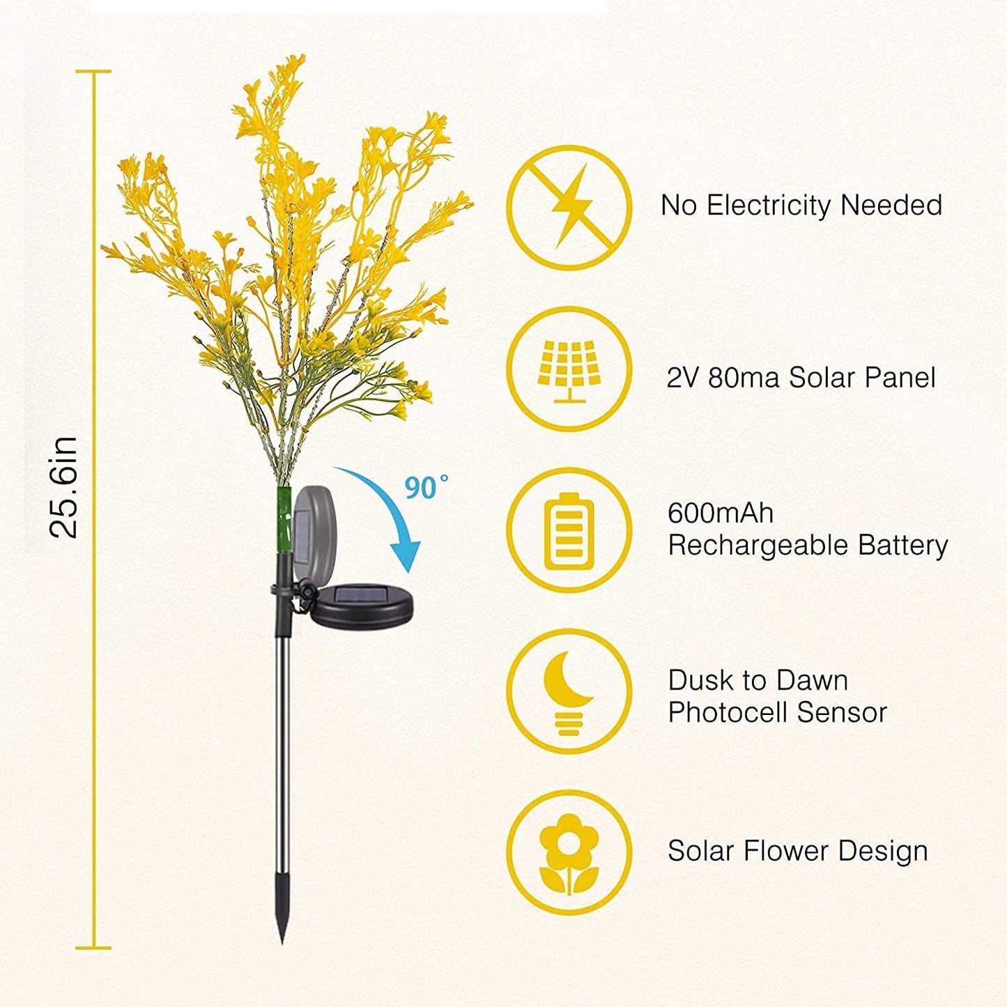 Neporal Solar Garden Lights Outdoor Decorative, Solar Flowers Lights Dusk to Dawn, Solar Garden Stake Lights Waterproof IP65, Solar Powered Flower Lights for Patio, Garden, Yard, Lawn, Pathway