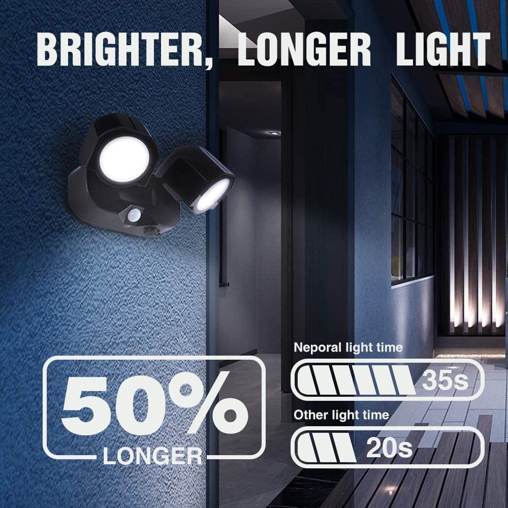 Outdoor-Motion-Sensor-Security-Light COB Battery Powered Outdoor Lights IP44 Waterproof Adjustable Outdoor Flood Light for Garage Porch Barn Patio Backyard