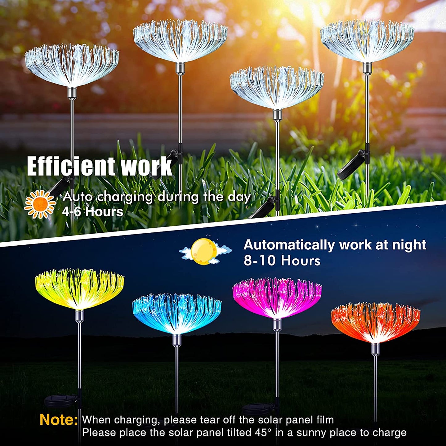 Neporal Solar Lights Outdoor Decorative 4 Pack, 7-Color Changing Solar Flowers, Solar Powered Flower Lights Dusk to Dawn, Solar Garden Stake Lights IP65 Waterproof for Patio, Garden, Yard, Pathway