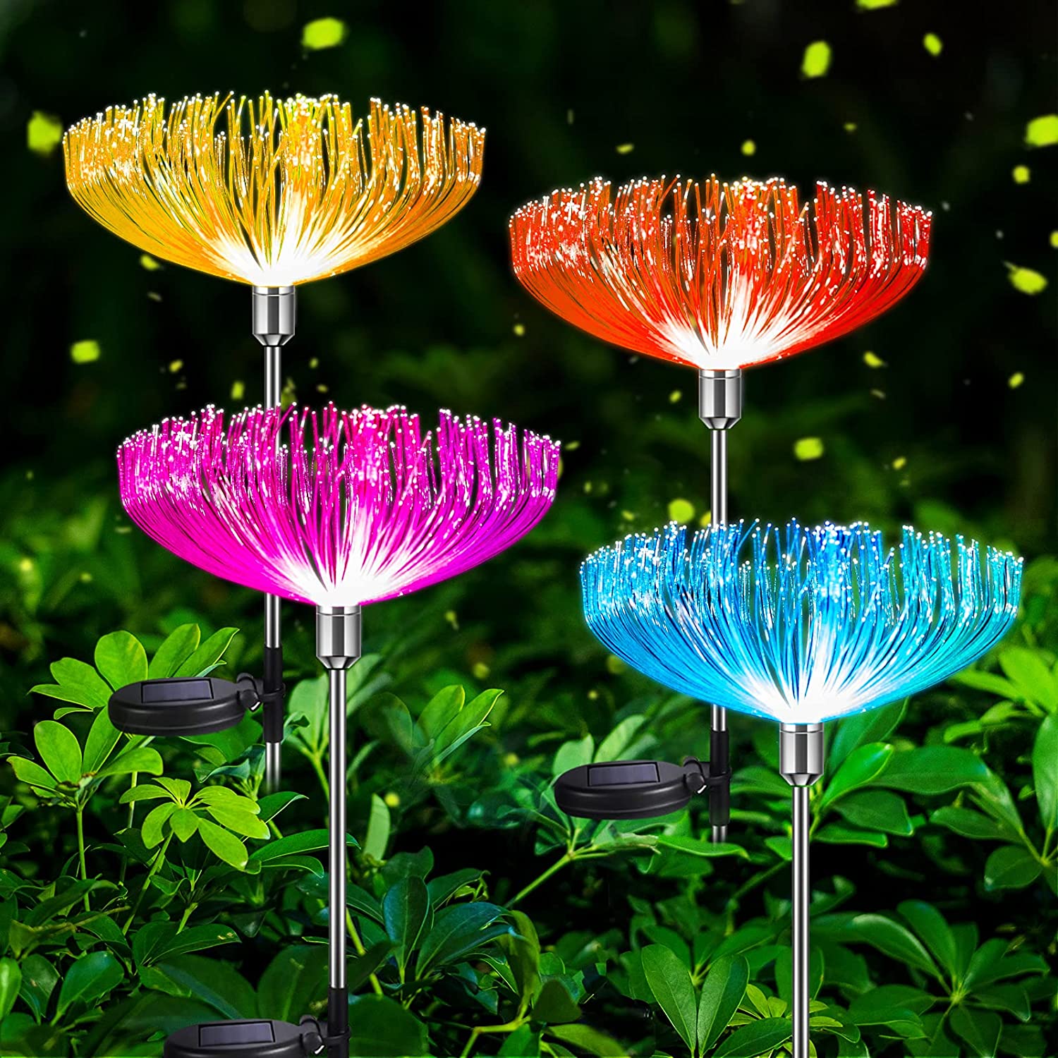 Neporal Solar Lights Outdoor Decorative 4 Pack, 7-Color Changing Solar