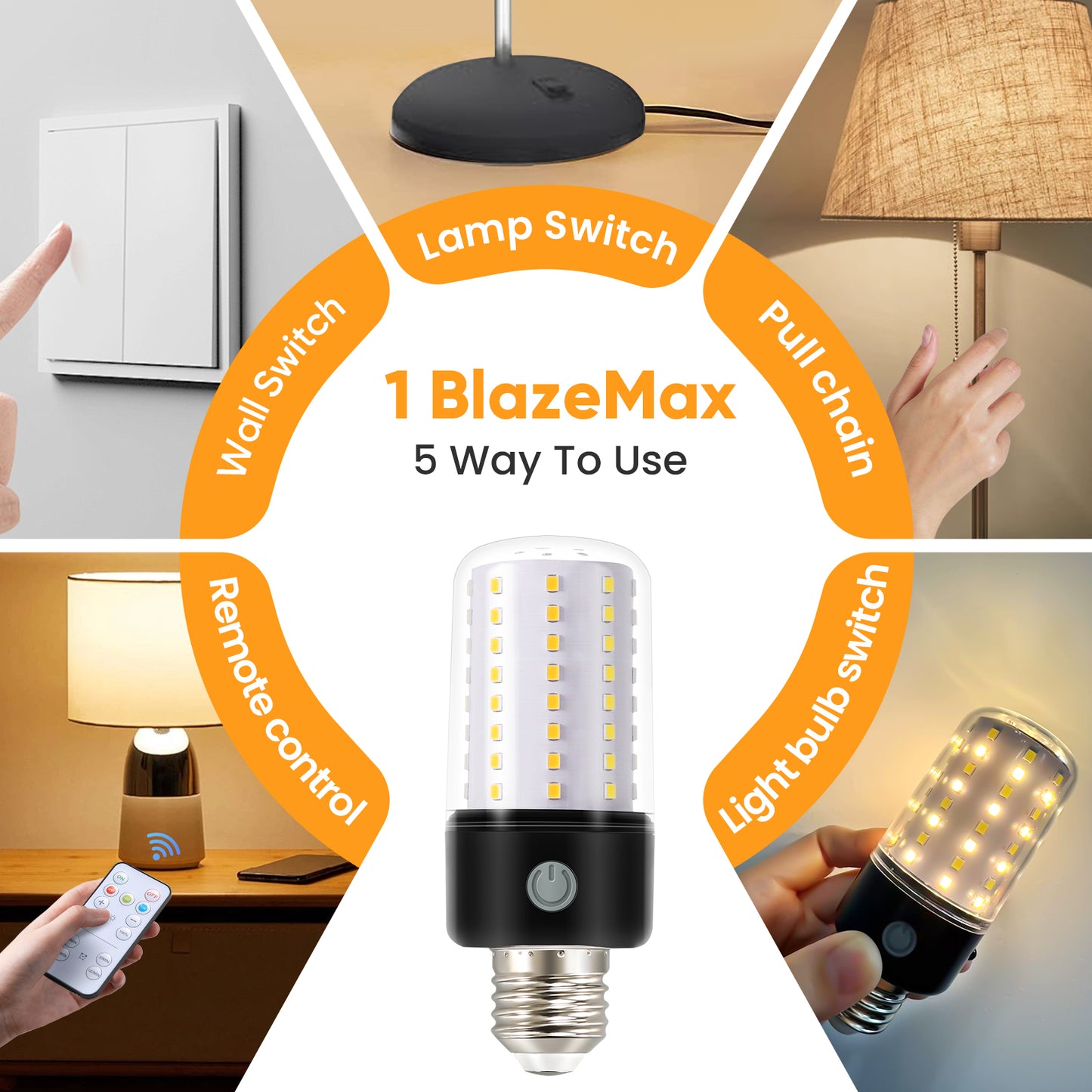 Neporal BlazeMax Battery Operated Light Bulb Bright, Rechargeable Light Bulbs with Remote and Time For Lamp and Sconce, Socket USB Rechargeable, Wide Dimming Range Battery Powered Light Bulb, Wireless