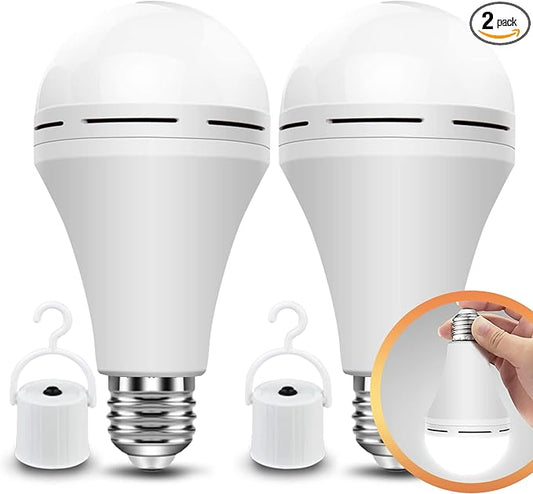 Neporal Rechargeable Light Bulbs, Battery Operated, Powered Backup, 15W, E26