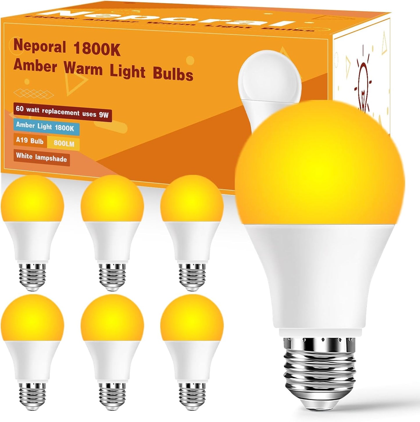 Neporal Red Light Bulbs for Sleep 9W, 100% Blue Light Blocking Red Night Light, 625nm Sleep Light for Melatonin Promoting, A19 60W Equivalent Dim Light Bulbs for Bedroom, Baby Nursery,3 Pack