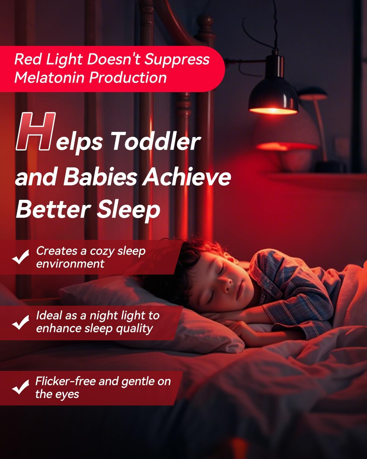 Neporal Red Light Bulbs for Sleep 9W, 100% Blue Light Blocking Red Night Light, 625nm Sleep Light for Melatonin Promoting, A19 60W Equivalent Dim Light Bulbs for Bedroom, Baby Nursery,3 Pack
