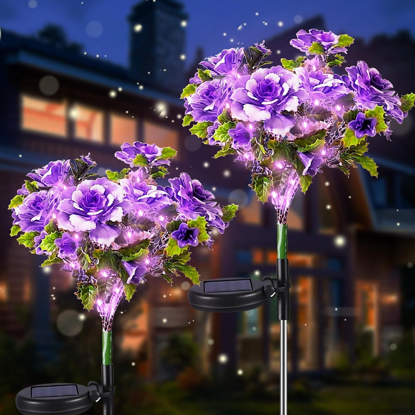 Neporal Solar Garden Lights Outdoor Waterproof IP65, Dusk to Dawn Purple Carnation