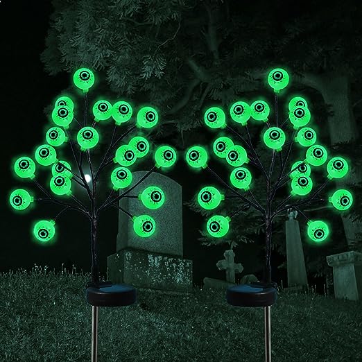 Neporal Eyeball Solar Halloween Decorations, Spine-Chilling Halloween Eyeball Outdoor Decorations, IP65 Waterproof, Dual Mode, Dusk to Dawn, Eyeball Solar Lights Outdoor, Halloween Stakes