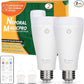 Neporal MagicPro Rechargeable Light Bulbs with Remote, USB + Socket Rechargeable, Last 5-52 Hours, 1800mAh Battery Light Bulb, 3 Hue Shift + Stepless Dimmable, A19 E26 Emergency Light Bulb, 15W