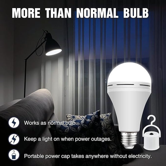 Neporal Rechargeable Light Bulbs, Battery Operated, Powered Backup, 15W, E26