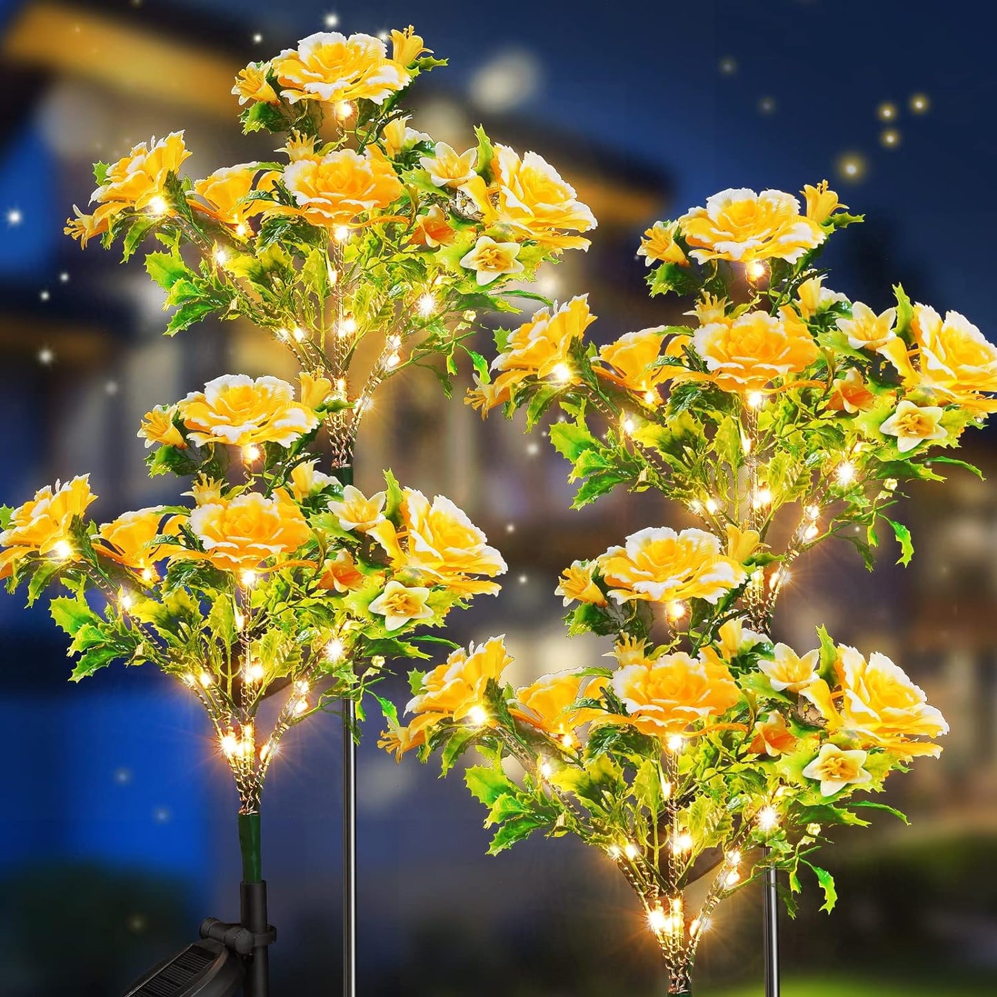 Neporal Solar Garden Lights Outdoor Dusk to Dawn, Carnation Solar Flowers Outdoor Waterproof IP65