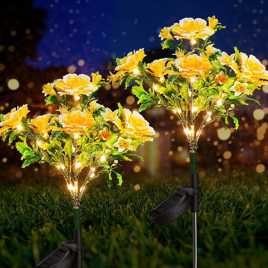 Neporal Solar Lights Outdoor Decorative, Solar Garden Lights with Carnation Flower