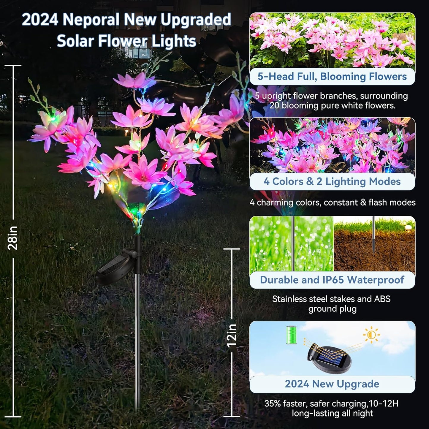 Neporal Solar Flowers Outdoor Waterproof IP65