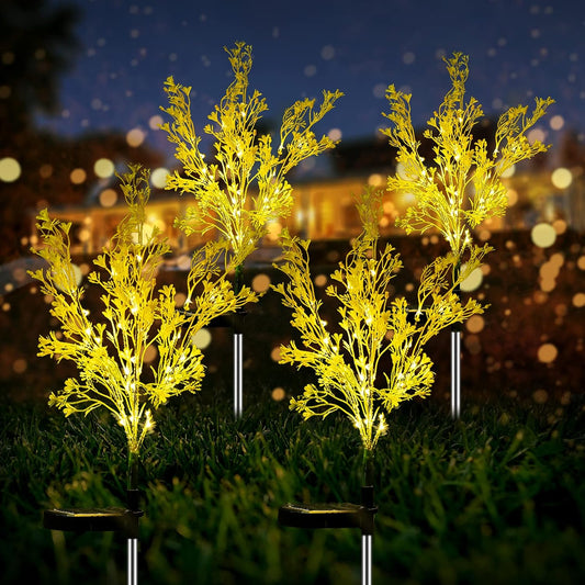 Neporal Garden Solar Lights Outdoor Waterproof IP65 4 Pack, Dusk to Dawn Golden Solar Flowers