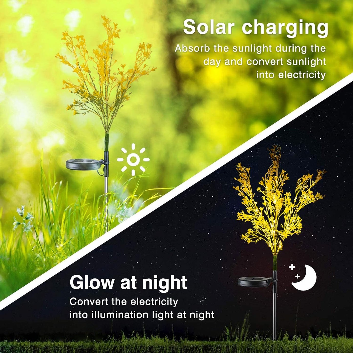 Neporal Garden Solar Lights Outdoor Waterproof IP65 4 Pack, Dusk to Dawn Golden Solar Flowers