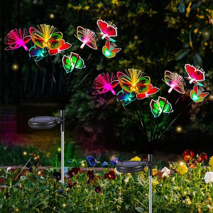 Neporal Solar Lights Outdoor Garden 2PK, Swaying Butterfly Lights + 7-Color Changing