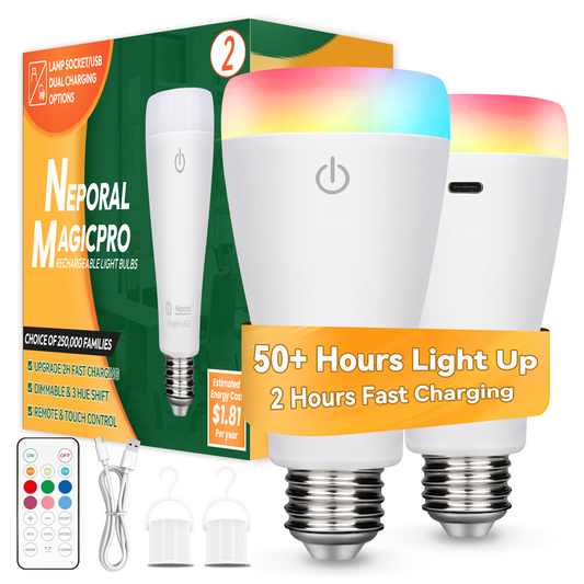 Neporal MAGICPRO Smart Rechargeable Light Bulbs with Remote