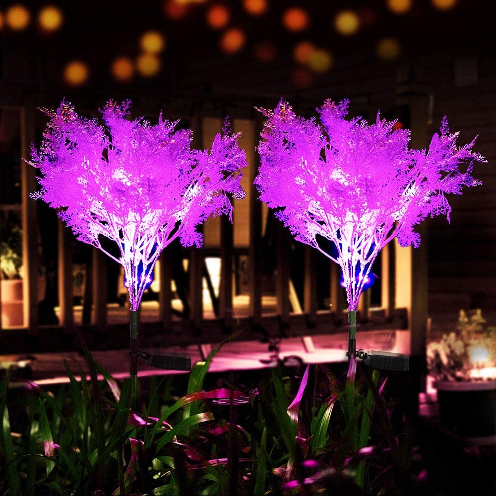 Neporal Solar Flower Lights Outdoor Decorative 2 Pack Flower Solar Lights Garden Powered IP65 Waterproof Flash Solar Stake Lights Garden Decoration for Patio Yard Garden Pathway( Pink)