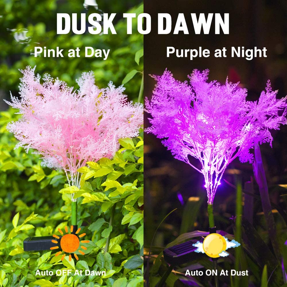 Neporal Solar Flower Lights Outdoor Decorative 2 Pack Flower Solar Lights Garden Powered IP65 Waterproof Flash Solar Stake Lights Garden Decoration for Patio Yard Garden Pathway( Pink)