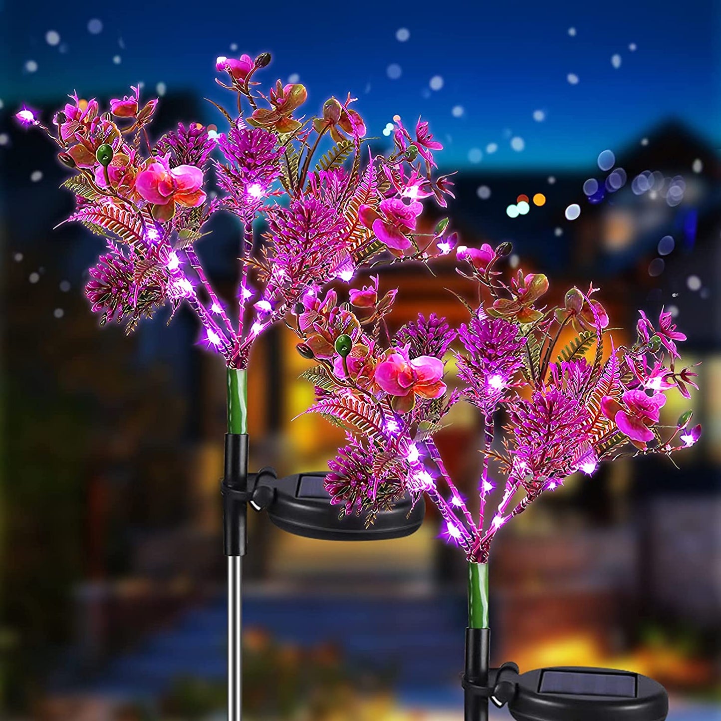 Solar Lights Outdoor Garden Decorative, 2 Pack Solar Powered Phalaenopsis Flowers Lights Design, Upgraded Garden Solar Lights Waterproof IP65, Solar Garden Decorations for Garden, Yard Decor