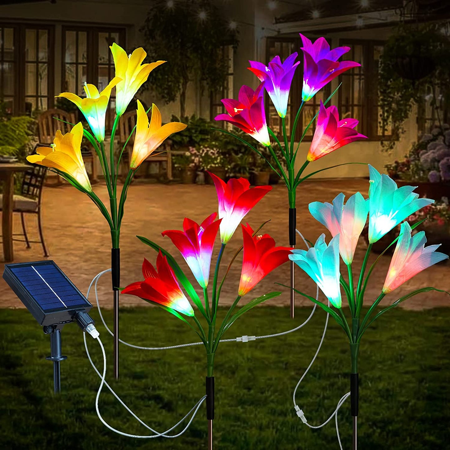 flower lily lights Solar Lights Outdoor Garden Decorative,Neporal Solar Garden Lights wit