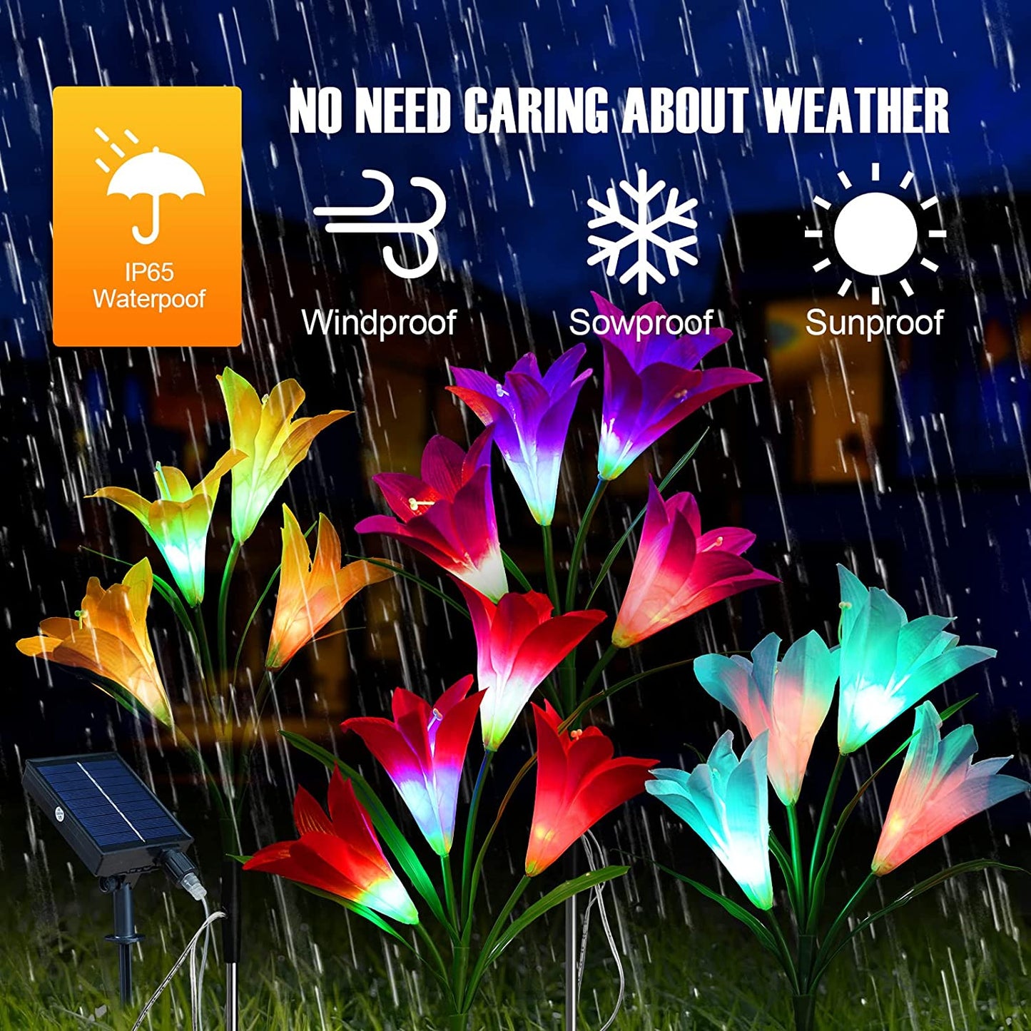 lily flower solar lights Solar Lights Outdoor Garden Decorative,Neporal Solar Garden Lights wit