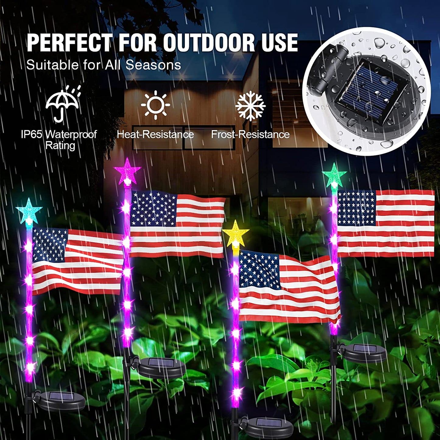 Neporal Solar Lights Outdoor Decorative 4 Pack, 7-Color Changing Solar