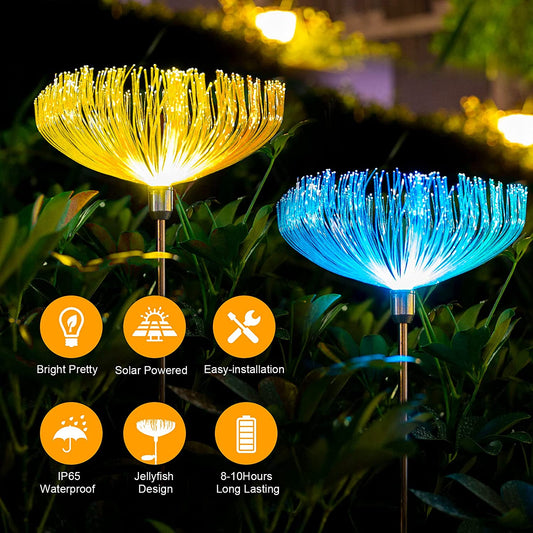 Neporal Solar Lights Outdoor Decorative 4 Pack, 7-Color Changing Solar Flowers, Solar Powered Flower Lights Dusk to Dawn, Solar Garden Stake Lights IP65 Waterproof for Patio, Garden, Yard, Pathway