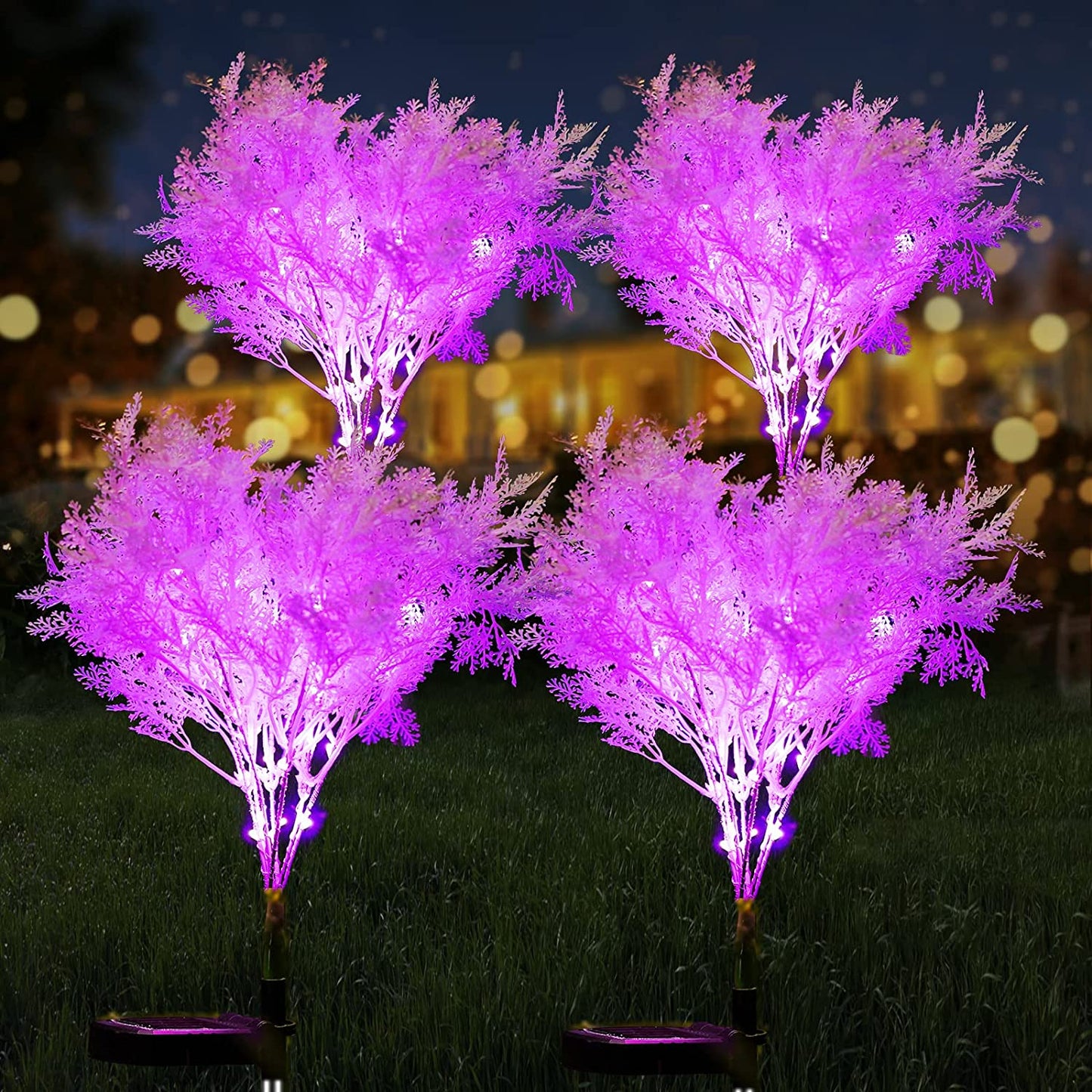 Neporal Solar Flower Lights Outdoor Decorative 2 Pack Flower Solar Lights Garden Powered IP65 Waterproof Flash Solar Stake Lights Garden Decoration for Patio Yard Garden Pathway( Pink)